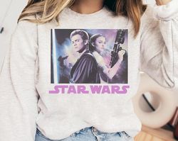 retro disney star wars shirt | padme & anakin skywalker portrait retro 1977 t-shirt | galaxy's edge | star wars day tee