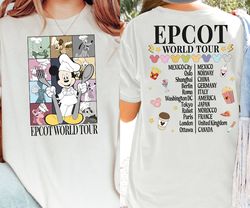 vintage 2-sided mickey eras tour shirt | drinking around the world tour t-shirt | mickey & friends epcot world tour tee
