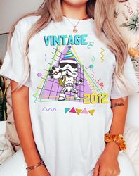 custom retro disney star wars birthday matching t-shirt | funny yoda darth vader stormtroopers porgs | personalized disn