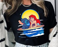 funny stitch and ariel shirt | cute disney princess the little mermaid t-shirt | wdw magic kingdom tee | disneyland wdw