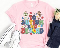retro disney toy story autism awareness shirt | funny buzz lightyear and woody to autism and beyond t-shirt | disneyland