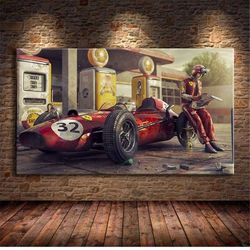 vintage car poster ferraris classic racing f1 race car artwork wall art picture print canvas painting for home living ro