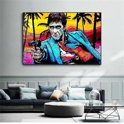 tony montana graffiti artwork canvas posters print pop street art abstract portrait picture for modern home living room