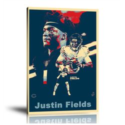 justin fields, chicago bears, nfl sports prints, pop art prints, wall art, home decor art, sports player prints, modern