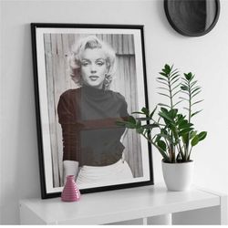 marilyn monroe poster print, vintage hollywood movie canvas wall art, retro black and white photo