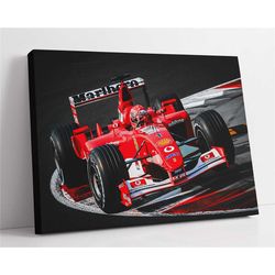 michael schumacher poster, ferrari formula 1 print, f1 canvas wall art decor, motorsport gift