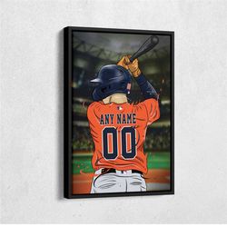 houston astros jersey mlb personalized jersey custom name and number canvas wall art  print home decor framed poster man
