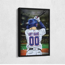 chicago cubs jersey mlb personalized jersey custom name and number canvas wall art  print home decor framed poster man c