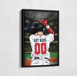 atlanta braves jersey mlb personalized jersey custom name and number canvas wall art  print home decor framed poster man