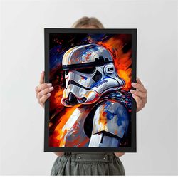 stormtrooper star wars mandalorian the child poster, art movie poster