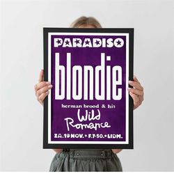 blondie band music poster, vintage music rock wall art, retro blondie band poster unframed