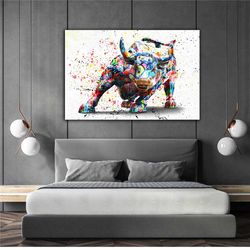 bull pop art - bull wall art - bull canvas - bull canvas art - bull wall decor - animals wall art - pop art animals - po