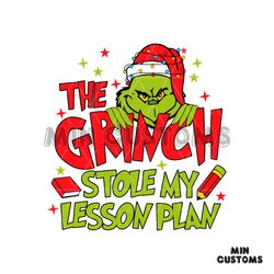 the grinch stole my lesson plan christmas santa hat svg