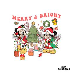vintage merry and bright mickey and minnie christmas tree png