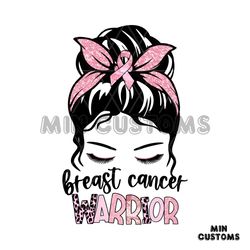 messy bun breast cancer sublimation png