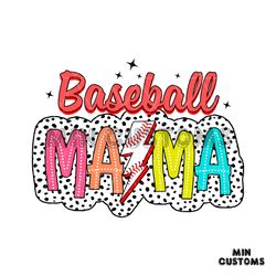 retro baseball mama sports lightning bolt svg