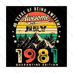 40 Years Of Being Awesome July 1981 Quarantine Edition Svg, Birthday Svg, Birthday July 1981, Born In July Svg