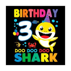 3rd birthday baby shark svg, birthday svg, birthday shark svg, birthday kid svg, baby shark svg, 3th birthday svg