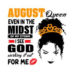 august birthday messy bun queen svg