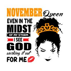 november birthday messy bun queen svg