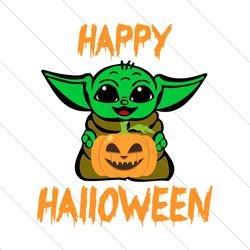 happy halloween, halloween svg, baby yoda svg, pumpkin svg file