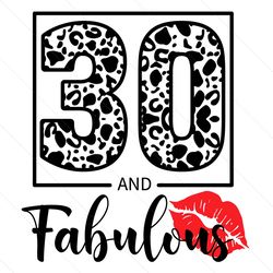 30 and fabulous birthday leopard print svg