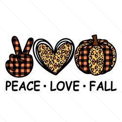 peace love fall plaid leopard print svg