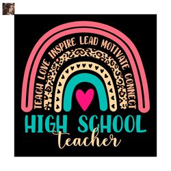 high school teacher leopard rainbow svg