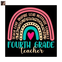 fourth grade teacher leopard rainbow svg