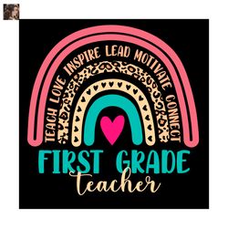 first grade teacher leopard rainbow svg