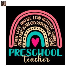 preschool teacher leopard rainbow svg