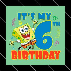 spongebob birthday boy 6 years old svg