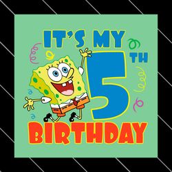 spongebob birthday boy 5 years old svg