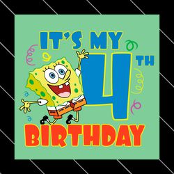 spongebob birthday boy 4 years old svg