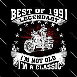 1991 vintage birthday motorcycle svg