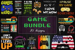 20 designs game bundle svg, game svg, gamer svg, funny gamer svg