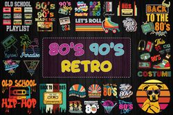 80s 90s retro bundle svg, 90's baby kid svg, hood playlist svg