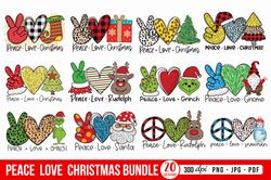 20 Files Peace Love Christmas PNG Bundle, Christmas Png