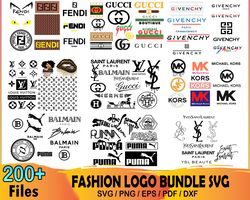 200 fashion logo bundle svg, fendi svg, gucci svg, givenchy svg