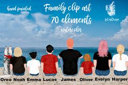family watercolor clipart png, family clipart, people clipart