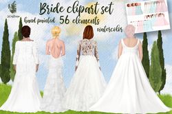 watercolor bride clipart png bundle, bride clipart, plus size dresses