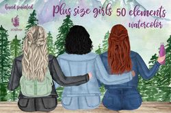 plus size girls best friends clipart png, plus size girls, girls clipart