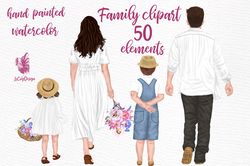 hand painted family clipart png, family clipart, family figures