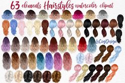 hairstyles watercolor clipart png, hairstyles clipar, ombre hairstyles