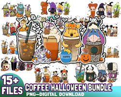 15 files halloween coffee png bundle, hand drawn, svg file