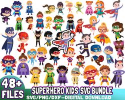 48 superhero kids layered svg, superheroes kids vector, svg file digital