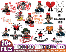 20 bad bunny halloween bundle svg, bad bunny svg, svg file
