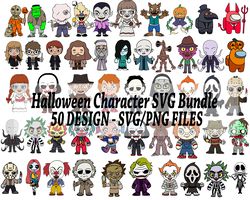 50 halloween character svg bundle, cricut, svg file