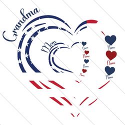 sequin 4th of july grandma mom kids heart png, mom with kids designs, mom 4th of july png, independence day grandmother