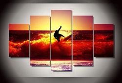 surfer carve  sport 5 panel canvas art wall decor